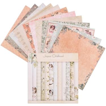 Imagem de 12 folhas de blocos de papel para scrapbook, 12 designs de 15,2 x 15,2 cm, papel de cartolina padronizado em um lado, papel decorativo de 160 g/m², bloco de recortes para projetos DIY (floral)