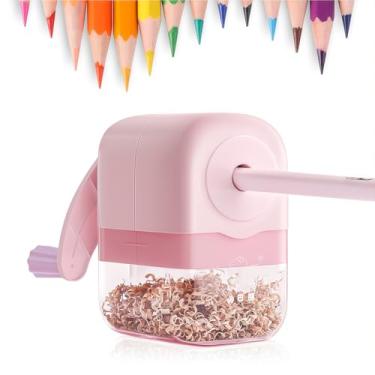 Imagem de Apontador de lápis manual, apontador de lápis de manivela com ponta ajustável (6 mm-8 mm) - rosa