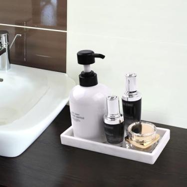 Imagem de Bandeja de banheiro de 20 cm, pequena bandeja de sabão de silicone para pia de cozinha, organizador para esfregar, frascos de loção, perfume, joias, velas, padrão de mármore