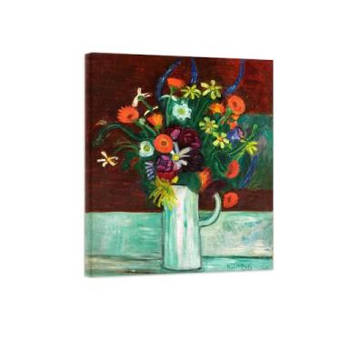 Imagem de Pôster e impressões em tela de flores vintage - reprodução de pintura de arte de parede famosa - buquê de flores em vaso - imagens prontas para pendurar tela emoldurada 30x35cm12x13in