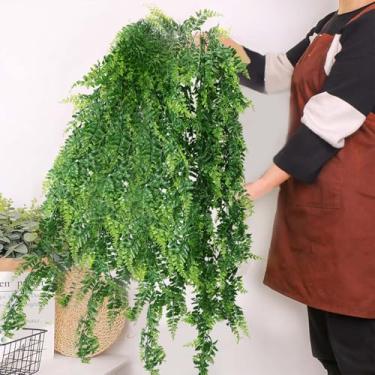 Imagem de Samambaias artificiais de 122 cm para pendurar ao ar livre, vegetação sintética, plantas de plástico resistentes a UV para parede, festa de casamento, decoração de férias