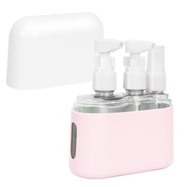 Imagem de Pacote com 3 garrafas de viagem aprovadas, recipientes de higiene pessoal de silicone à prova de vazamento para xampu e sabonete corporal, kit essencial de avião de conformidade 3 em 1, frascos