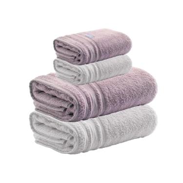 Imagem de Jogo de Toalhas Avere 4 Peças 100% Algodão, Banho 80x150cm 500g/m² e Rosto 50x80cm 500g/m², Alta Absorção, Toque Macio, Design Sofisticado – Altihaus (Branco/Azaleia)