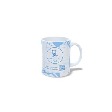 Imagem de Caneca Cerâmica Novembro Azul, Branca, 325ml, Design Conscientização Saúde Masculina, com QR Code (23122)