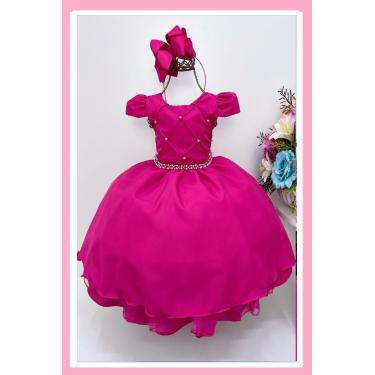 Imagem de Vestido Infantil Festa Luxo Nervura Pink