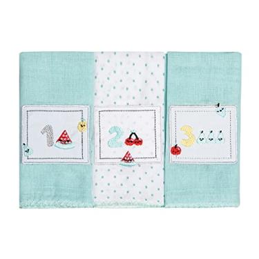 Imagem de Papi Textil Paninho De Boca Cores Bordados Karinho 40Cm X 40Cm Contem 3 Unidades