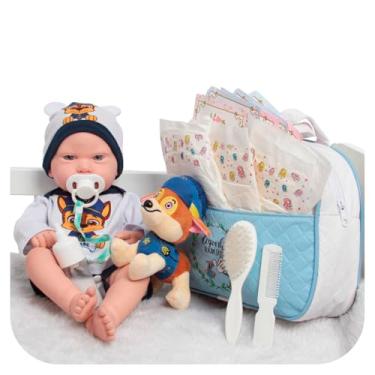Imagem de Boneco Reborn Bebê Realista Masculino Com Bolsa Acessórios
