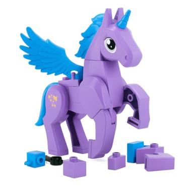 Imagem de Unicórnio de Montar Infantil Brinquedo Educativo com Asas Figura de Ação Colecionável Bloco de montar