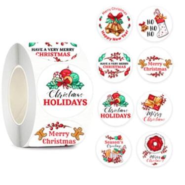 Imagem de 500 Pcs 1.5" Christmas Stickers Merry Christmas Cute Holiday Waterproof Sticker for X-mas Gift Packing, Cards, Envelopes,Goodie Bags,Gift Favors Box, Party Favors Decorations S1 Pattern 22