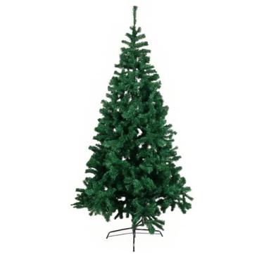 Imagem de Árvore de Natal Pinheiro Artificial Verde, 2,40m de Altura x 1,2m de Diâmetro, 1400 Galhos em PVC, Base de Ferro Retrátil, Decoração Natalina