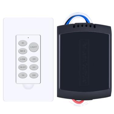 Imagem de Novo kit de controle remoto para ventilador de teto, interruptor de parede universal sem fio, controle de montagem com receptor de luz de ventilador de substituição para Hunter Westinghouse Honeywell