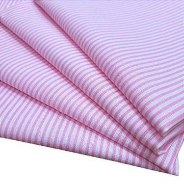 Imagem de Kit 4 Guardanapos De Tecido Algodão Listrado Rosa 39Cmx39Cm