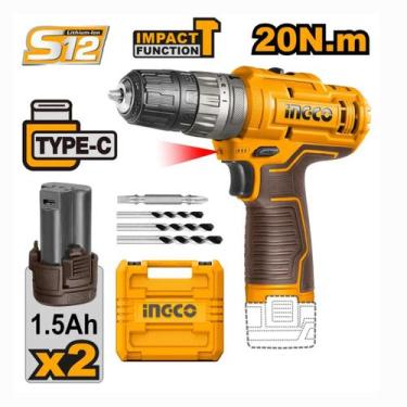 Imagem de Ingco parafusadeira e furadeira 3/8 com impac a bateria 12v linha s12 