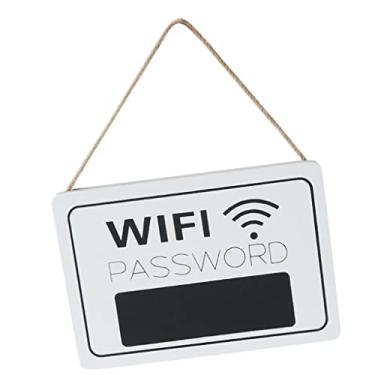 Imagem de Luzhengyang Quadro-negro com senha WiFi de um lado, placa de madeira para pendurar na parede, placa de internet de madeira para decoração de porta de parede