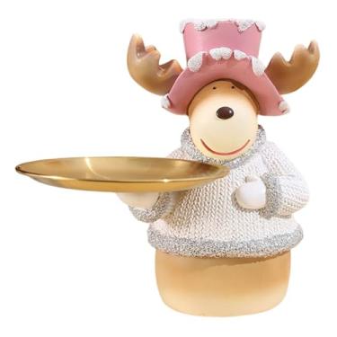 Imagem de IEUDNS Bandeja Organizadora para Objetos Diversos, Ornamento em Resina para Mesa, Decoração com Tema Natalino para Escritório, Alce