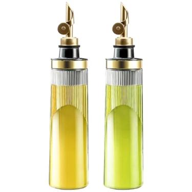 Imagem de TINMIX Dispensador de azeite de oliva de vidro para cozinha, 650 ml, dispensador de óleo e vinagre com bico e etiquetas de aço inoxidável