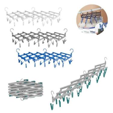 Imagem de Varal Sanfonado 29 Prendedores Ajustável Para Roupas Leves