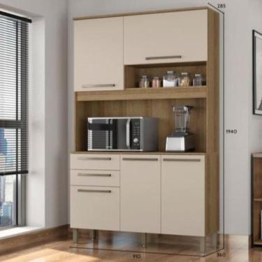 Imagem de Armário de Cozinha Prisma 120cm Compacto Com Balcão Multiuso - CIALAR 