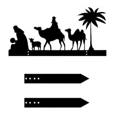 Imagem de KiBcsLic Placa de jardim com silhueta de presépio, ornamento para presente, decoração de jardim de Natal fácil de instalar para caminho externo de Natal, Style a