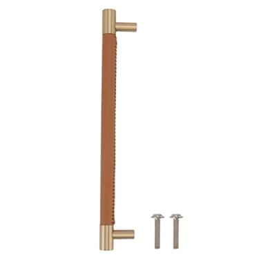 Imagem de TOPINCN Hardware de Gabinete de 224 Mm, Puxadores de Gaveta, Alça de Painel de Despensa de Latão de Couro, Poste de Apoio para Móveis Vintage, Puxador de Barra de Armário Leve e Luxuoso (Castanho