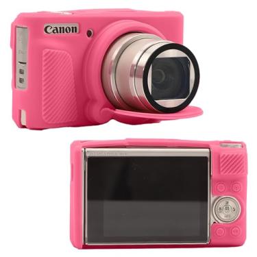 Imagem de Leayjeen Capa protetora de silicone compatível com câmera Canon SX740 SX730, capa protetora macia de silicone, com capa de lente removível para fotografia (rosa pêssego)