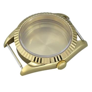 Imagem de FEIYASHI 36/39 mm 316L aço inoxidável ouro caixa de relógio mecânico vidro safira para NH35 34 36 38 movimento Miyota8215, Tampa inferior sólida 4, 39mm+NH35 34 36 38 Movement, Caixa de relógio de