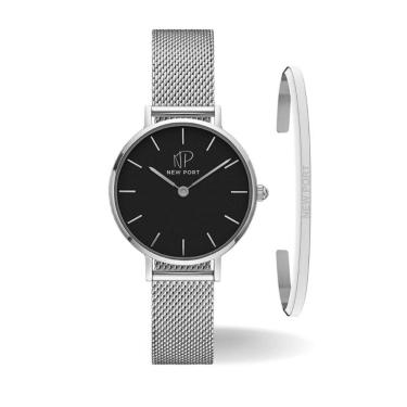 Imagem de Relógio Feminino Prata Casual Delicado 32mm Com Bracelete