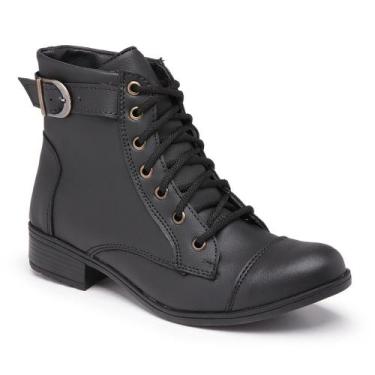 Imagem de Bota Coturno Feminino Casual Fivela Promo - Jfstorelux, Preto, 41