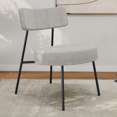 Imagem de Poltrona Decorativa Sala de Estar Kobe Estofada com Encosto Linho Cinza - Desk Design