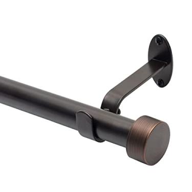 Imagem de Elrene Home Fashions Serena Varão de cortina simples de 2,54 cm com tampa contemporânea, 71,12 cm a 122 cm ajustável, bronze antigo