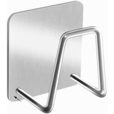 Imagem de Suporte Adesivo para Pia de Cozinha Multiuso Aço Inoxidável Suporte para Esponja Pia Gancho para Cozinha 3M Alta Fixação