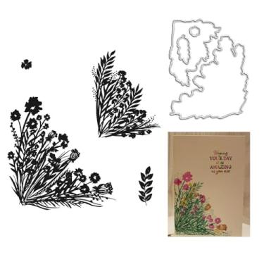 Imagem de Conjunto de carimbos transparentes e matrizes de corte de flores de borboleta de Natal primavera para fazer papel moldura cartão artesanato (buquê de canto)