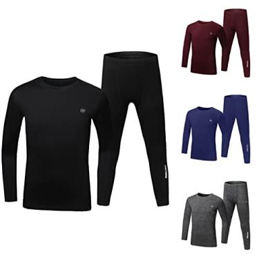 Imagem de Pçs Crianças Inverno Roupa Interior Térmica Forro de Lã Grosso Quente O Pescoço Manga Longa Calças Superiores Longo Johns Conjunto