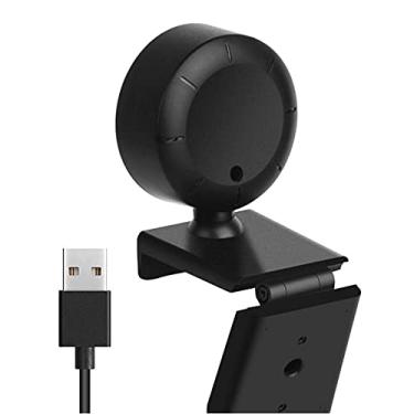Imagem de Webcam de alta definição com 3 engrenagens de brilho, câmera web ilnada por LED ajustável, microfone embutido com base de rotação de 360° para gravação de vídeo em compur e PC