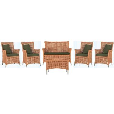 Imagem de Jogo Sofá 4 Poltronas E Mesa Igapó Fendi E13 Trama Original Terra Cota