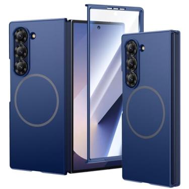 Imagem de VEGO Capa para Galaxy Z Fold 6, [compatível com MagSafe] [protetor de tela frontal de vidro temperado] [suporta carregamento sem fio] Capa magnética fina à prova de choque para Samsung Galaxy Z Fold6
