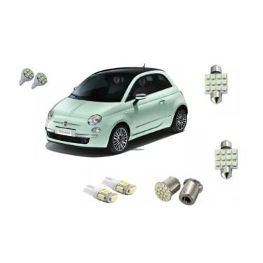 Imagem de Kit Lâmpadas Led Fiat 500 Teto Farolete Placa Ré