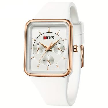 Imagem de Relógio Quadrado De Quartzo Feminino Da Ofns, à Prova D'água Ouro Rosa Branco