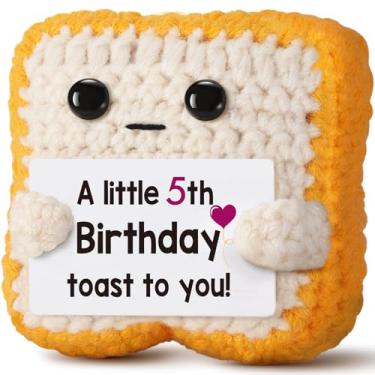 Imagem de Presente de 5º aniversário para meninas e meninos, linda lembrança de brinde de crochê para aniversário de cinco anos, presente de celebração de marco especial para filha, filho, neto, da tia tio