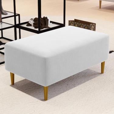 Imagem de Puff Decorativo Sala de Estar Cléo Pés Palito 90 cm Sintético Branco -