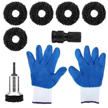 Imagem de Kit Limpeza Cubo Roda, Cabeça Esmeril Adaptador Discos Esmeril Luvas Ferramenta Recondicionamento Prisioneiros Cubo Freio Manutenção Automotiva para Furadeira Elétrica Chave Impacto 1/2"