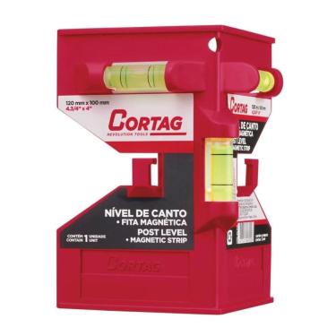 Imagem de Nível De Canto Quadrado 120x100mm 3 Bolhas Cortag 60922 – Preciso E Profissional