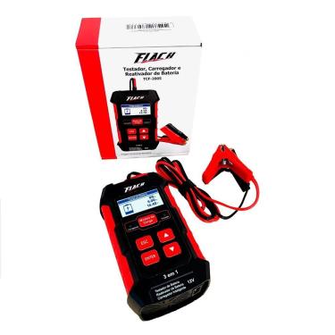 Imagem de Testador De Bateria Digital 12v 220v Com Carregador 5a Flach Tcf-2005 – Preciso E Profissional