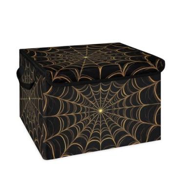 Imagem de Cestos de armazenamento de armário para organizar com tampa flip-top e alças, organizadores de armário de linho grandes de 27 litros e cubos de armazenamento, caixas decorativas de guarda-roupa para