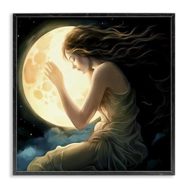 Imagem de Stupell Industries Arte giclée emoldurada cinza amor lua etérea, design por Sasha, 17 x 17