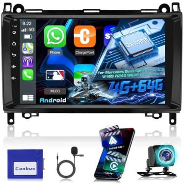Imagem de Rádio de 8 núcleos 4G + 64G para Mercedes Benz W906 Sprinter W169 W245 W639 Vito Viano, Volxcereo 23 cm, tela sensível ao toque, carro, estéreo, com Carplay e Android Auto GPS/WiFi/BT 5.0/FM/DSP/UI +
