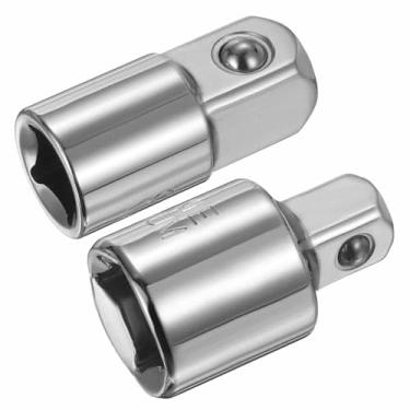 Imagem de HARFINGTON Conjunto de 2 adaptadores de soquete de impacto, 3/20.3 cm a 1/5.1 cm 1/5.1 cm a 3/20.3 cm, redutor de acionamento quadrado, conversor SAE padrão, chave catraca, conversão de barra, prata