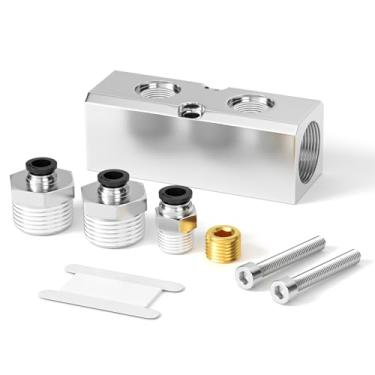 Imagem de TAILONZ PNEUMATIC Bloco de coletor pneumático de alumínio de 2 vias prata com distribuição de exaustão de ar, kits de bloco pneumático de coletor de ar comprimido