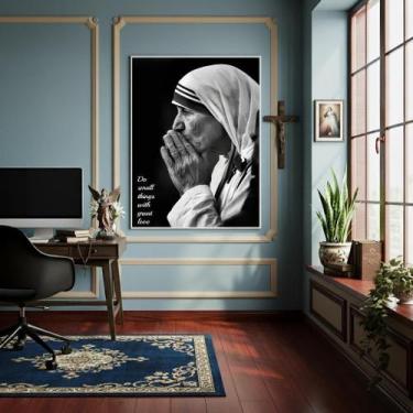 Imagem de Quadro Retrato Em Preto E Branco De Madre Teresa - 70X50Cm - Quadros O