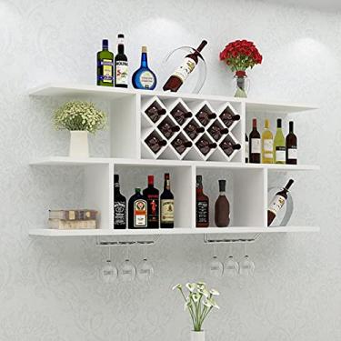 Imagem de Prateleiras de vinho de madeira, armário de vinho, rack de sala de jantar simples e moderno montado na parede, rack de vinho decorativo, sala de estar, casa, madeira maciça, cremalheira de vinho de
